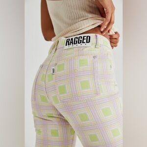 The Ragged Priest Trail Denim Jeans Green Check, Sz 26